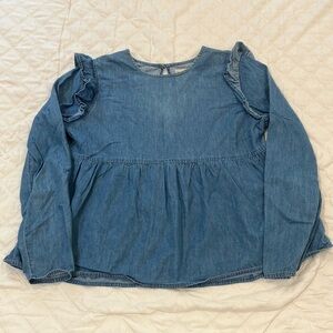 ASOS denim women’s size 6 light Blue Ruffled Peplum Jean Blouse